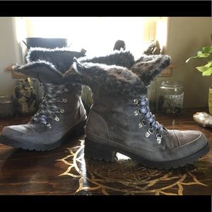Grey Fuzzy boots size 8